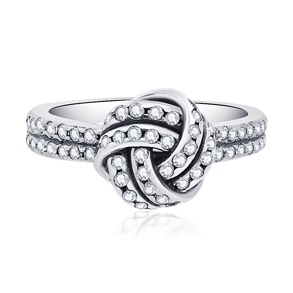 Sparkling S925 Silver Love Knot Ring
